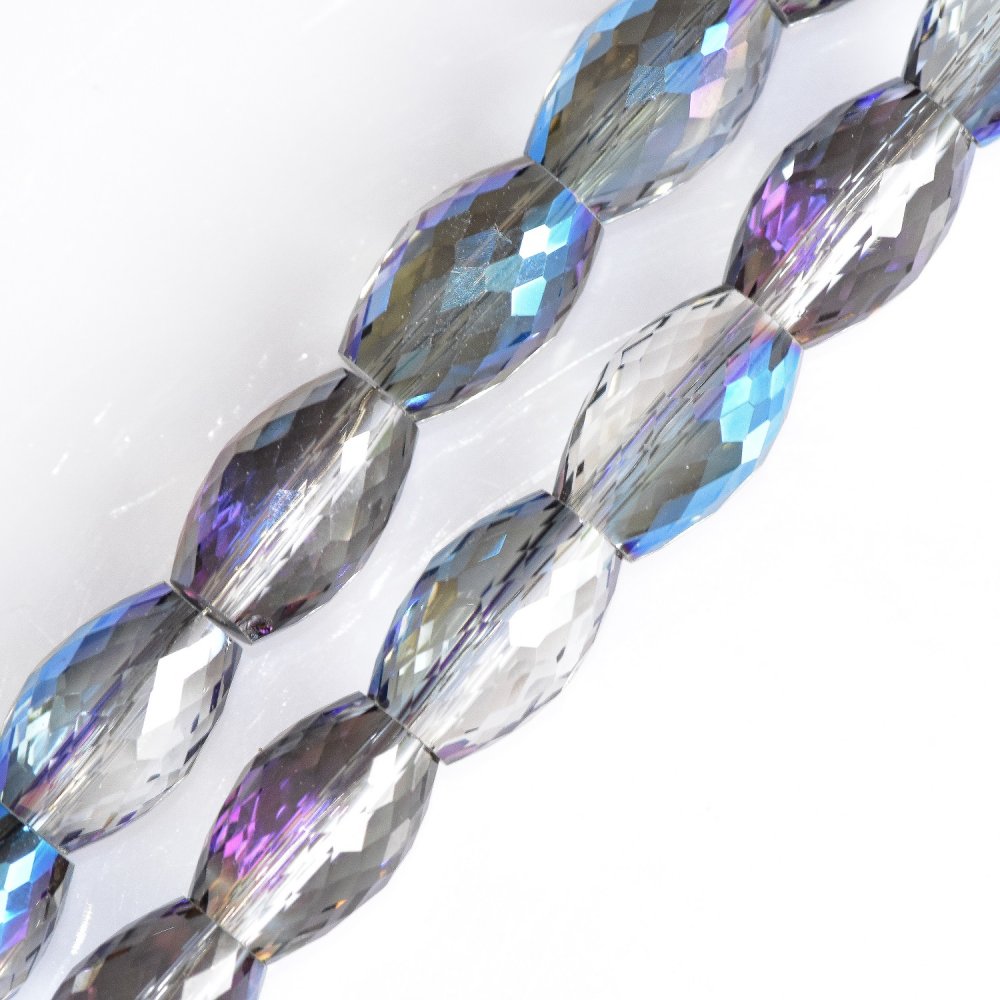 חרוזי קריסטל חתוכים בצבע כחול בהיר עם ציפוי