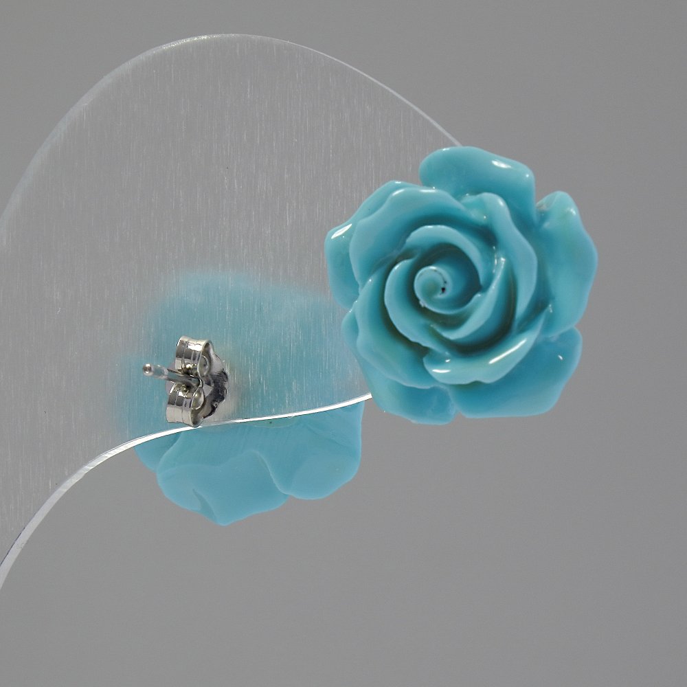 עגילים-צמודים «ורד מיני-1,5» אדומים פולימרי חימר, בסיס מתכתי בציפוי כסף ?15mm