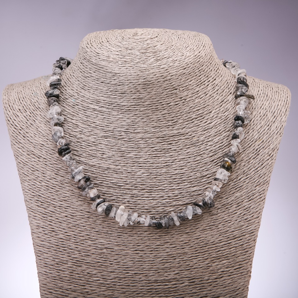 שרשרת חרוזי קוורץ «קוורץ שיער» — גרגרי, קוטר 7 מ״מ, אורך 45 ס״מ