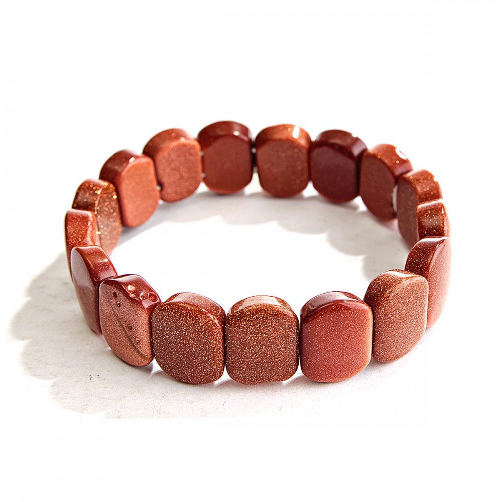 צמיד אלסטי מאבנטורין סינתטי «חול זהוב» 17×12 מ״מ