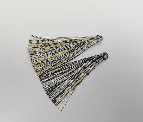 פריט הכנה ליצירה: מברשת 'פס שחור-לבן-צהוב', אורך 7 ס״מ, קוטר 7 מ״מ, זוג