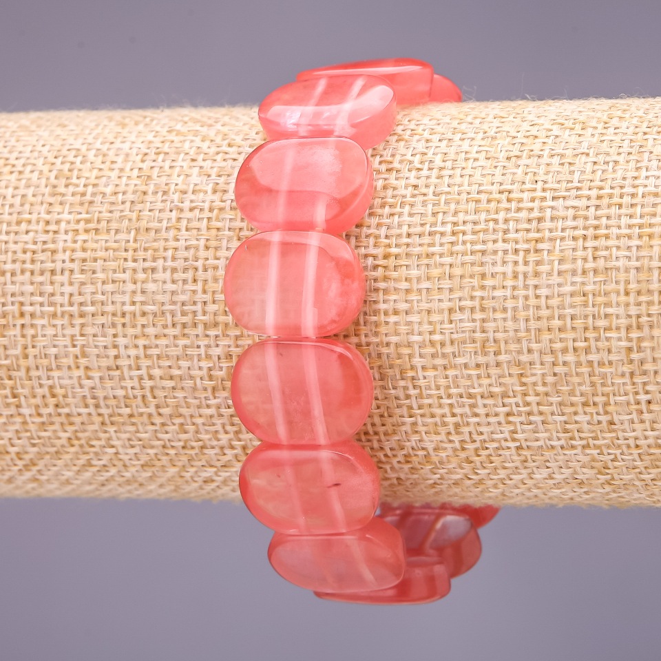 צמיד טורמלין אבטיח, חוליות 18×14 מ״מ, אורך 18 ס״מ על גומי