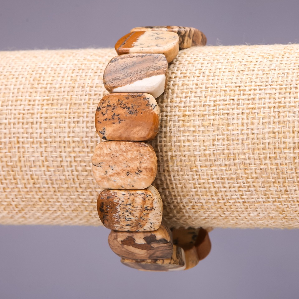 צמיד אגת נוף - חוליה 18×14 מ״מ, אורך 18 ס״מ על גומי