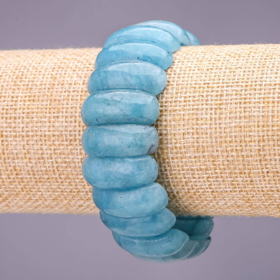 צמיד אקוומרין – קישור בגודל 25×10±מ״מ, אורך 18 ס״מ על גומי