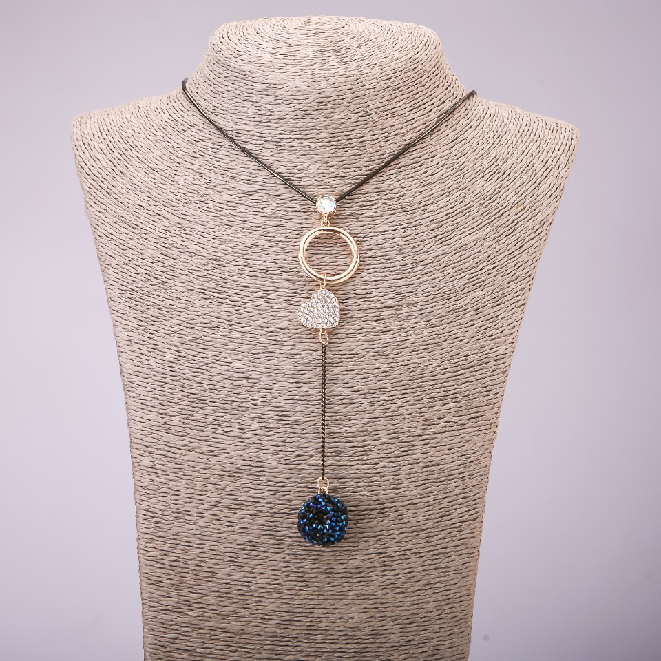 תליון עם אבני זרקון על שרשרת מתכת «זהב שחור», קוטר 113×23 מ״מ, אורך 70 ס״מ