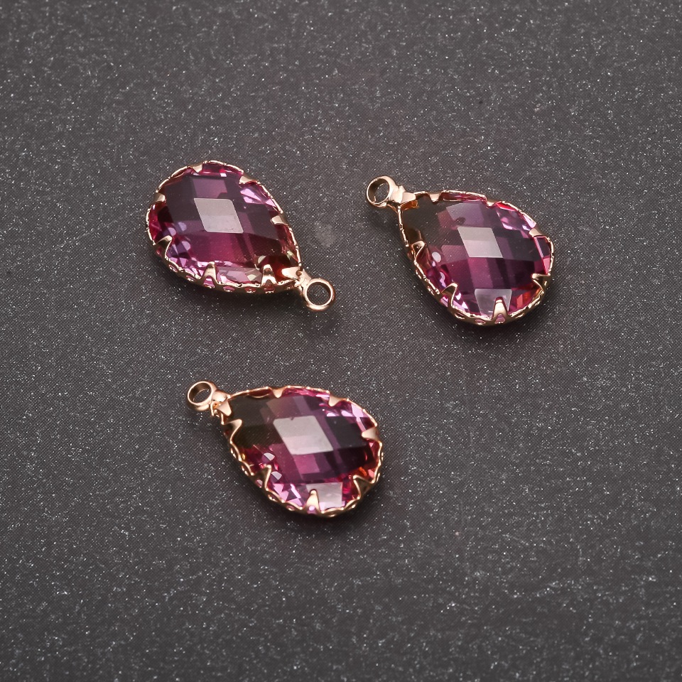 תליון «טיפה» בגוון צהוב-ורוד, מסגרת זהובה 10×17 מ״מ