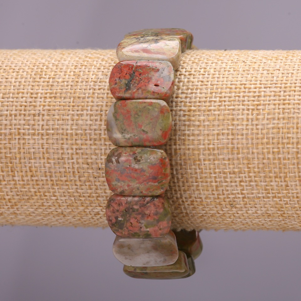 צמיד ג'ספר הליאוטרופ, קישור 13×18×6 mm על גומי אלסטי, היקף 18 ס"מ