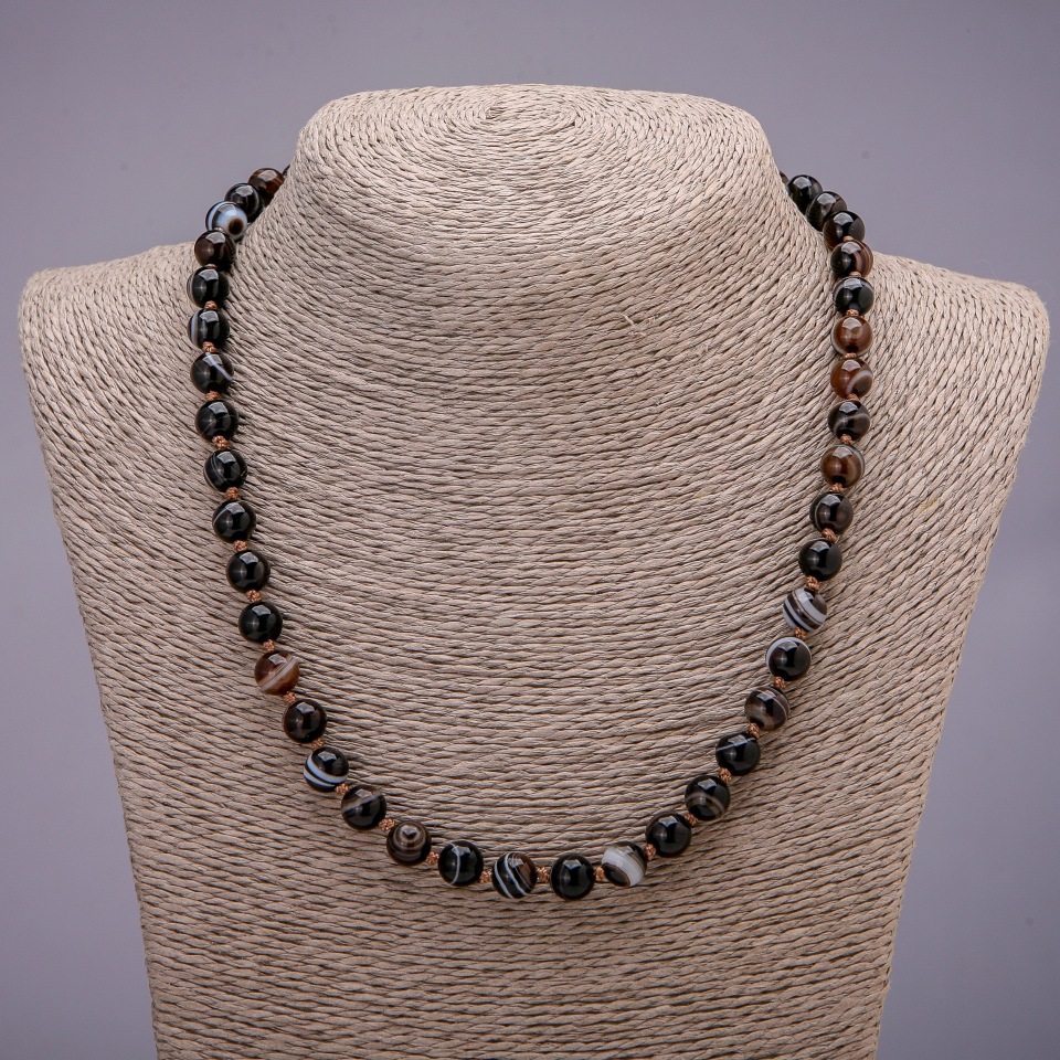 שרשרת חרוזי אגת חלקים, קוטר 8 מ״מ, אורך 48 ס״מ