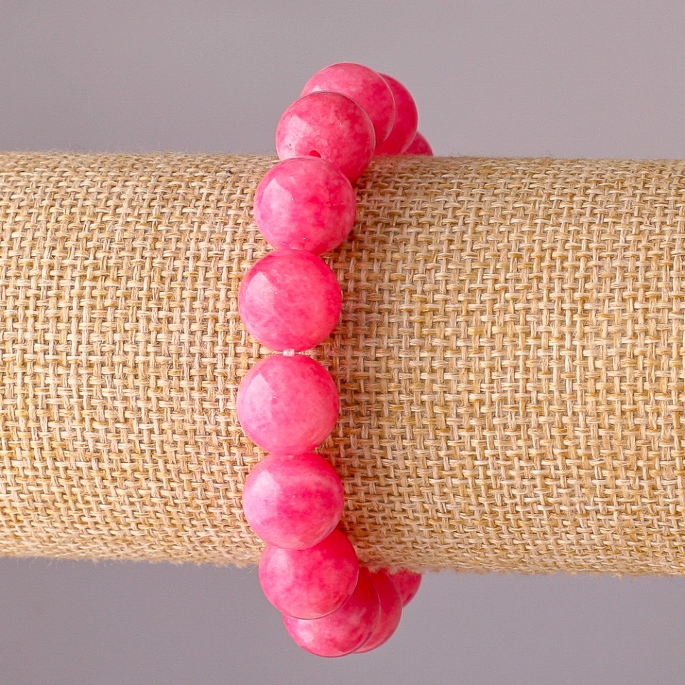 צמיד טורמלין סינתטי על גומי, כדור חלק בקוטר 12 מ"מ, היקף 18 ס"מ