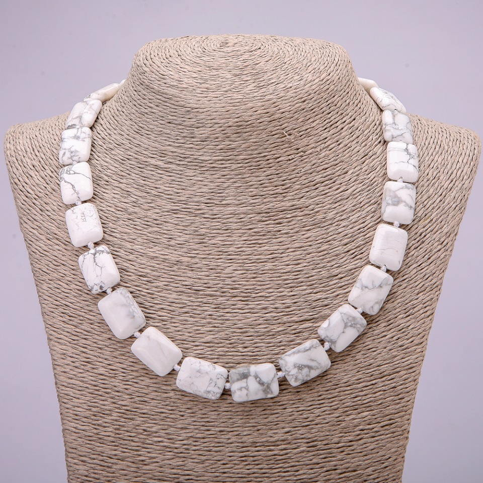 שרשרת מאבן טבעית קאהלונג מלבן, קוטר 13×18 מ״מ, אורך 48 ס"מ