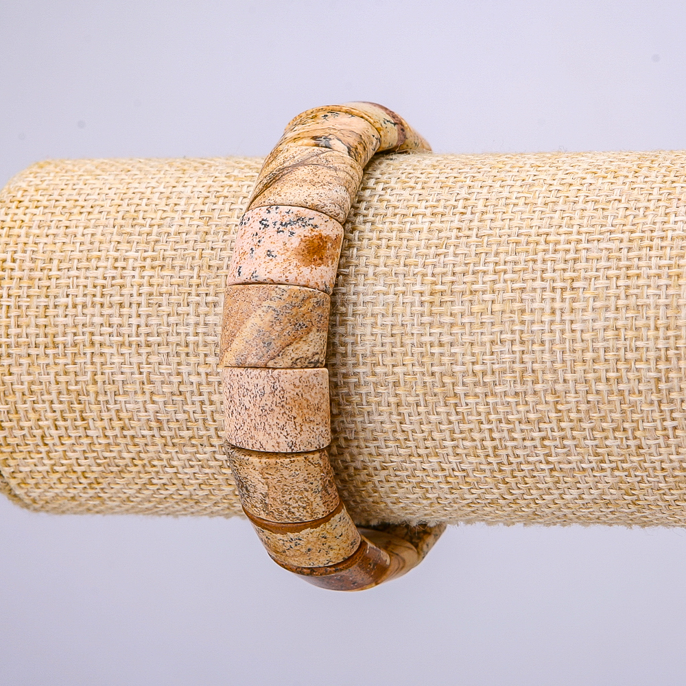 צמיד אלסטי עם חוליות אגט נופי, קוטר 15×12 מ״מ, היקף 18 ס״מ