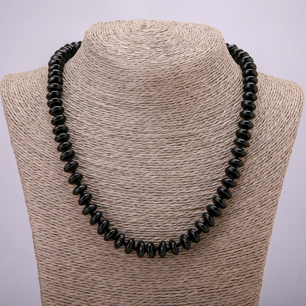 שרשרת מאבני אגט טבעיות, חרוזי דיסק בקוטר 10×4.5 מ״מ, אורך 45 ס״מ +