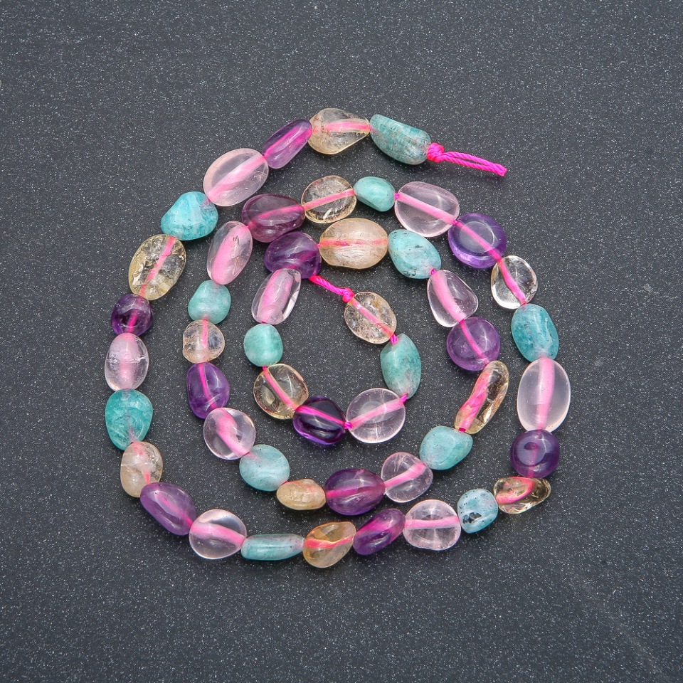 חרוזי חיתוך מגוונים, קוטר 10×7 מ״מ, אורך 39 ס״מ +