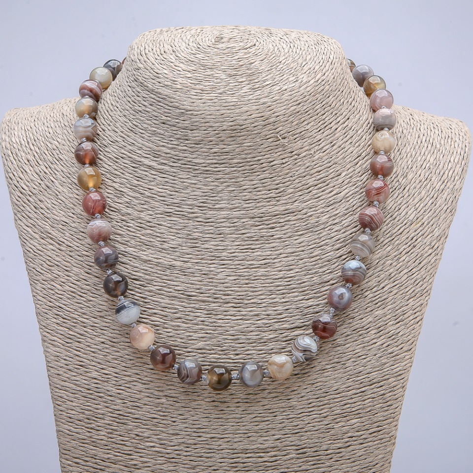 מחרוזת אגט בוטסואנה חלקה, קוטר 10 מ״מ, אורך 45 ס״מ +