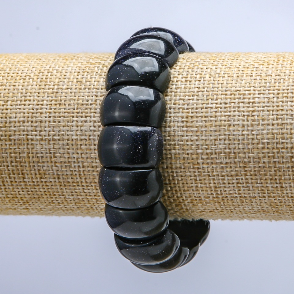 צמיד אבטורין טבעי על בסיס אלסטי, חוליה חלקה 20×12 מ״מ+