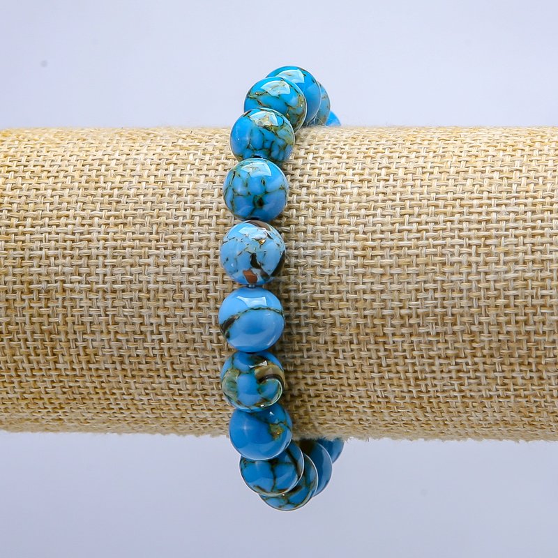 צמיד גומי מאבן ג'ספר אימפריאלית, כדור חלק, קוטר 10 מ״מ+-, אורך 18 ס״מ+-