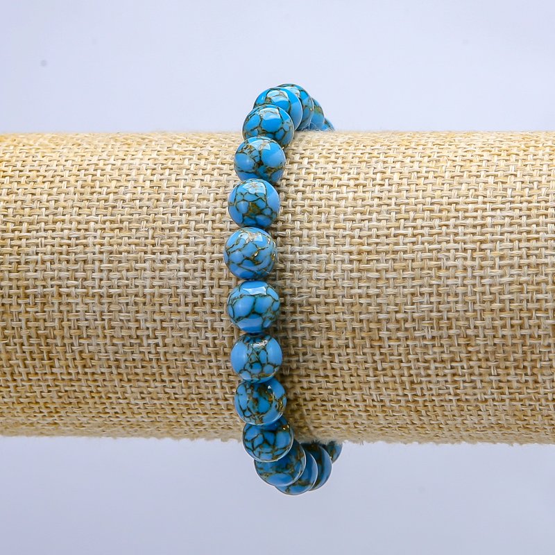 צמיד גומי מאבן ג'ספר אימפריאלי – חרוזים חלקים, קוטר 8 מ״מ, אורך 18 ס״מ