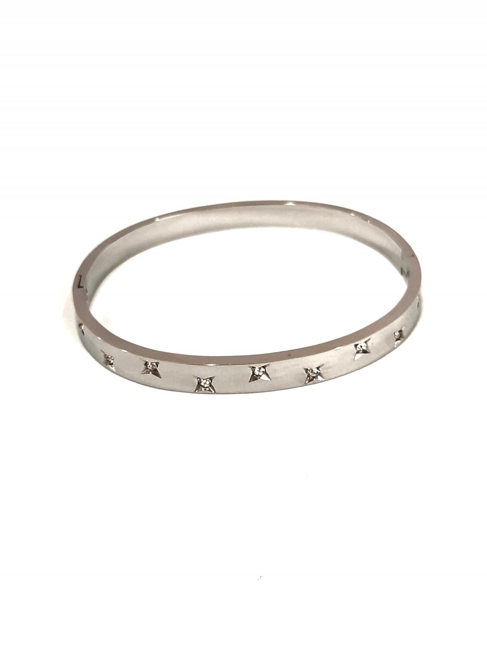 צמיד Xuping רודיום עם אבני זירקון לבנות, עובי 6 מ״מ, קוטר 64×53 מ״מ