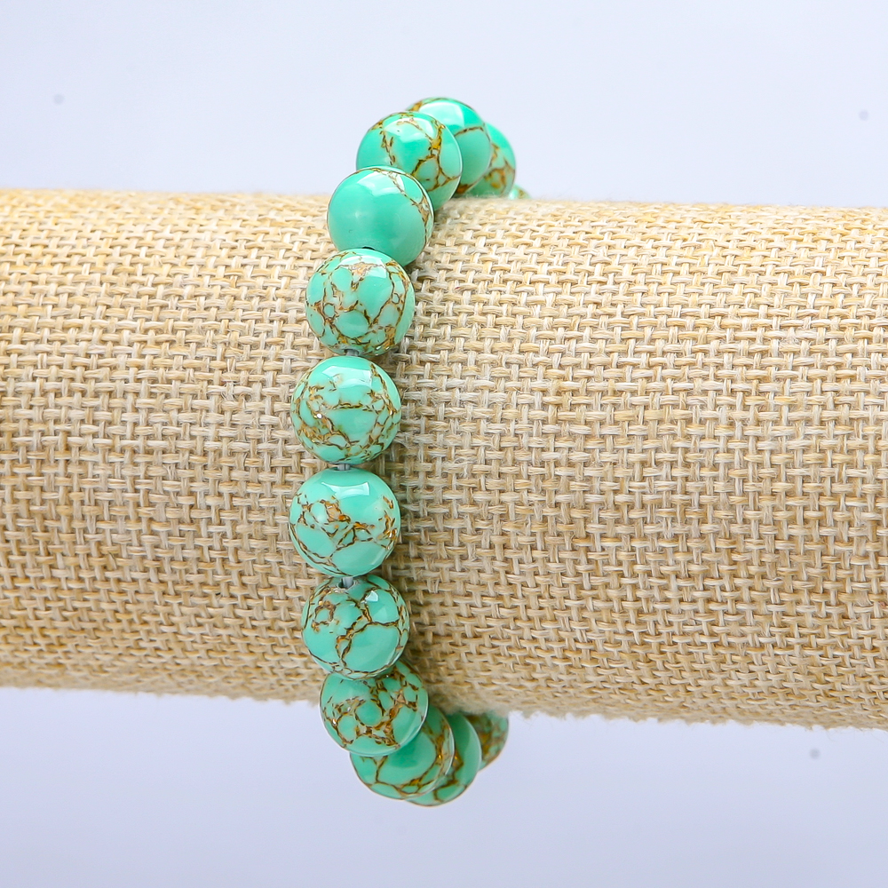 צמיד גומי יאשמה אימפריאלית ירוקה (דחוס) כדור חלק, קוטר 10 מ״מ, אורך 18 ס״מ