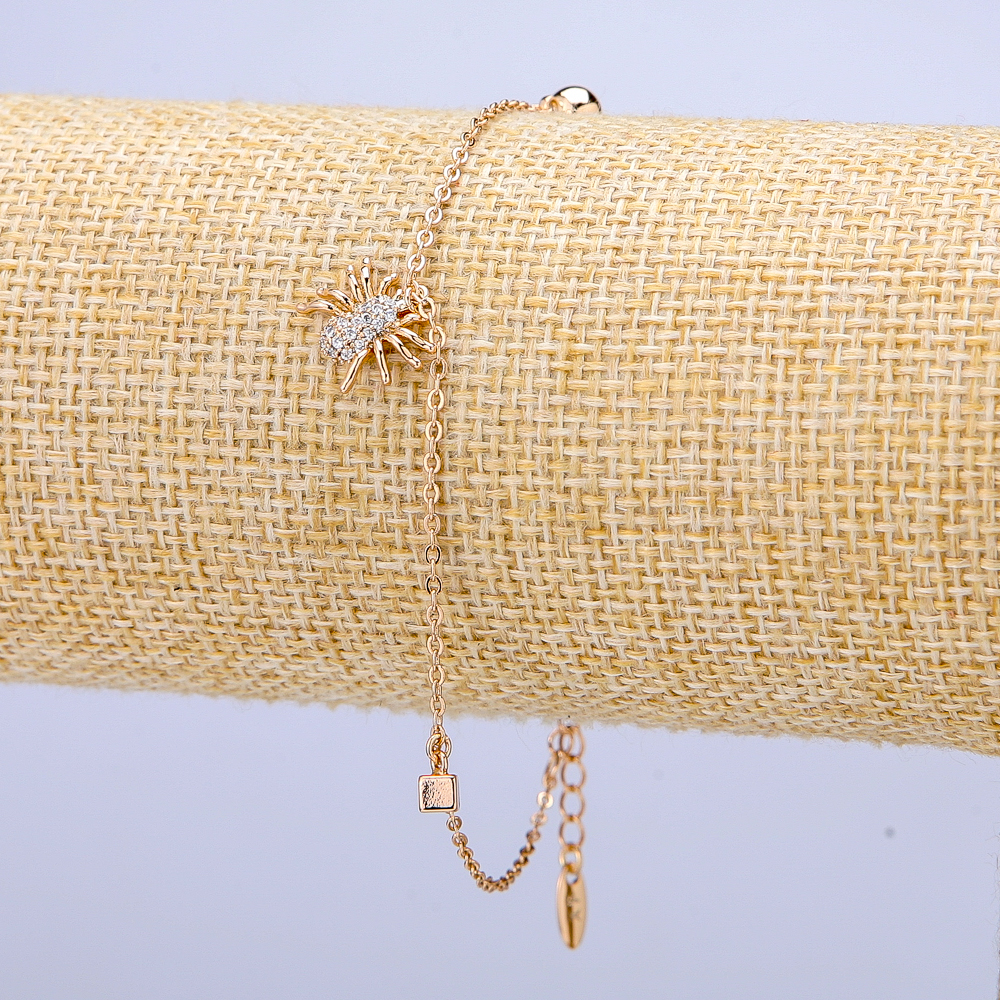 צמיד Xuping זהב מצופה 18K עם אבני זרקונים לבנות, עובי 1 מ״מ, אורך 18–21 ס״م