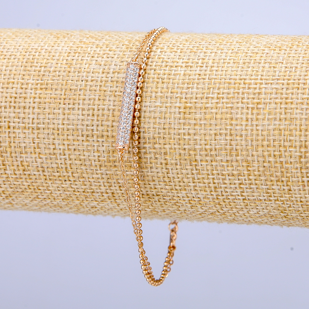 צמיד Xuping זהב מצופה 18K עם זרקונים לבנים, עובי 3 מ״מ + -, אורך 18-21 ס״מ +