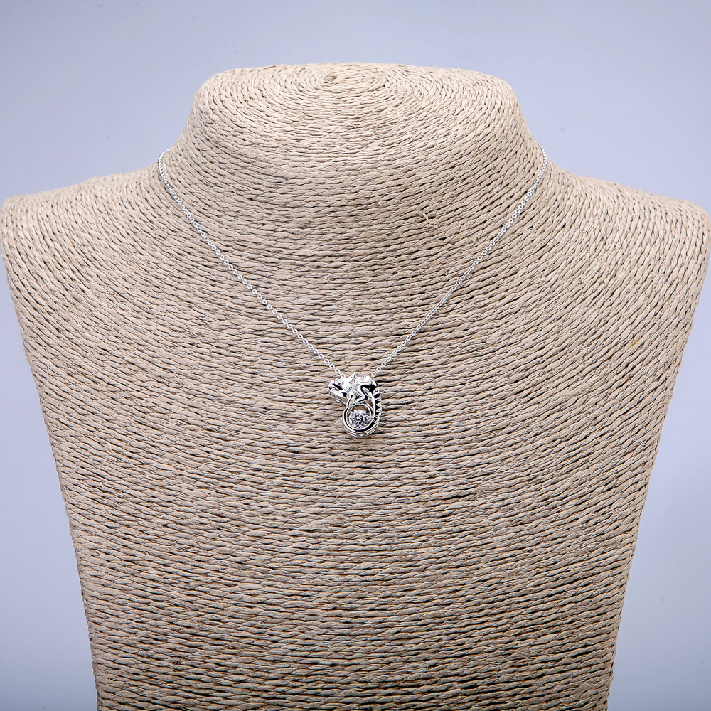 שרשרת Xuping עם תליון «קמליאון» וקריסטל לבן בציפוי רודיום, עובי 1.3 מ״מ + -, אורך 38 ס״מ +