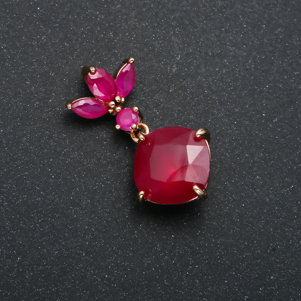 תליון Xuping בזהב מצופה 18 קראט עם קריסטלים בצבע פטל, קוטר 32×15 מ״מ +