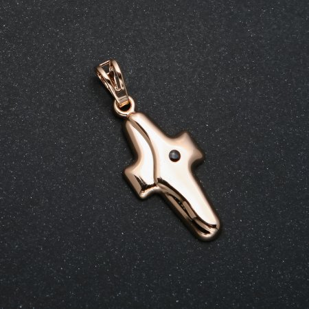 תליון Xuping מצופה זהב 18K – צלב עם זרקון שחור, קוטר 35×14 מ״מ +