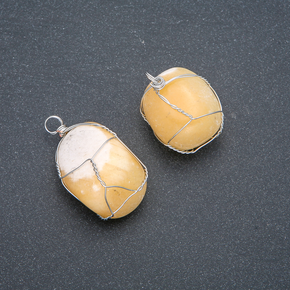 תליון בציפוי כסף עם ציטרין, קוטר 30×22 מ״מ+