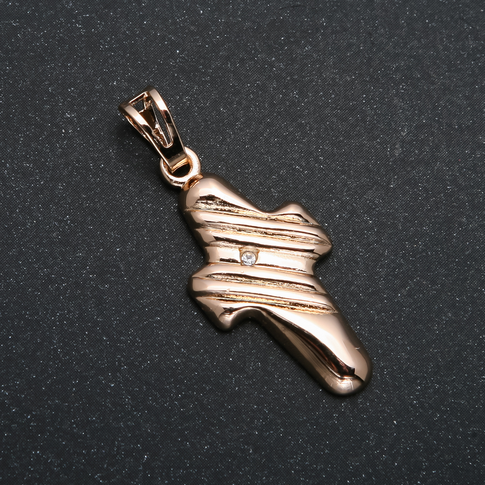 תליון Xuping מצופה זהב 18K — צלב עם זרקון לבן, קוטר 35×14 מ״מ +