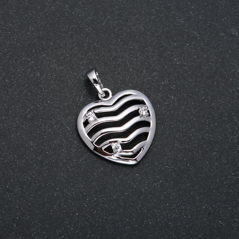 תליון Xuping רודיום לב עם זירקונים לבנים, קוטר 25×18 מ״מ +