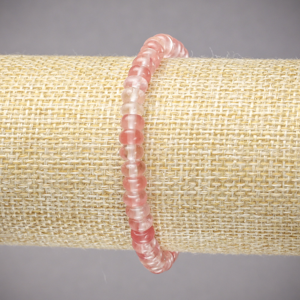 צמיד גומי מאבן טבעית חלצידון חלק רונדל, קוטר 6×4 מ״מ, אורך 18 ס״מ+