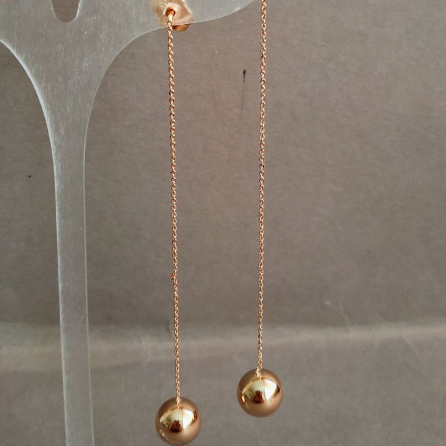 עגילי סטוד כדוריים Xuping מצופים בזהב 18K, קוטר 10 מ״מ + -, אורך 10 ס״מ +