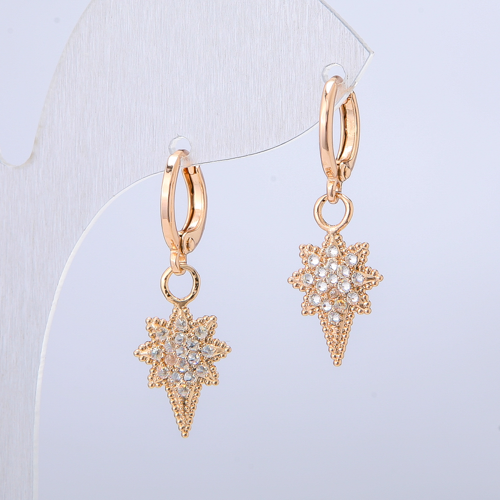 עגילים Xuping בזהב 18K עם סטרזים לבנים, קוטר 30×10 מ״מ +