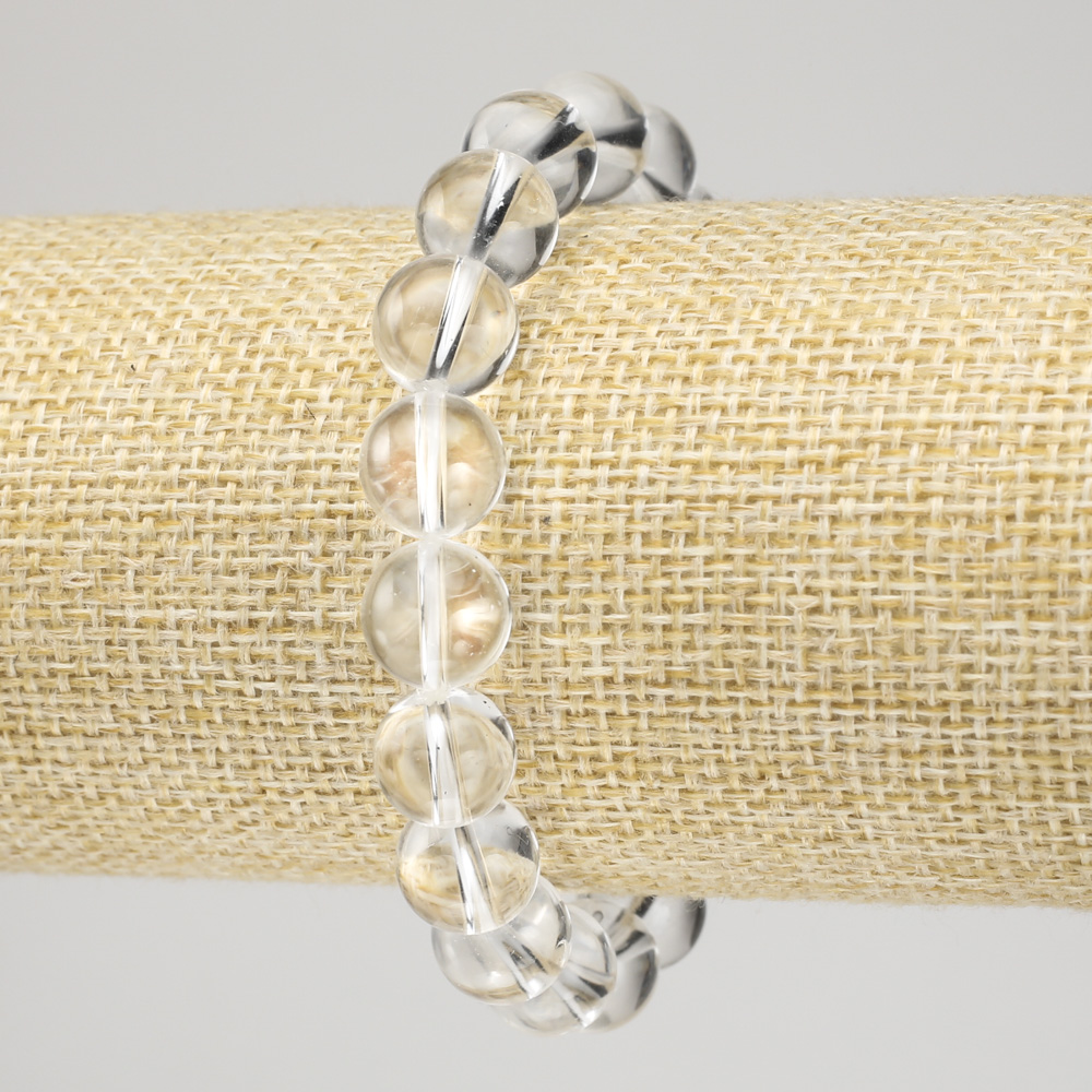 צמיד גומי מקריסטל הרים – חרוז חלק בקוטר 10 מ״מ +