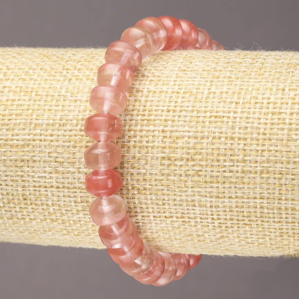 צמיד גומי מאבן טבעית חלצדון חלק, רונדל, קוטר 9×7 מ״מ+