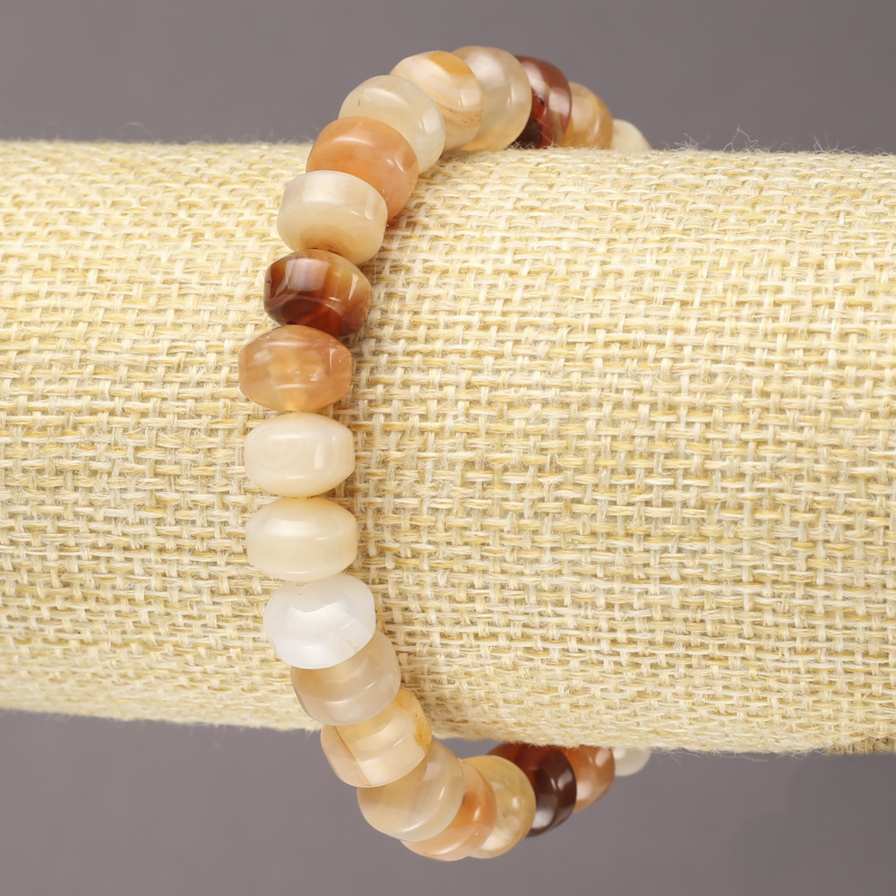 צמיד גומי מאבן הסרדוליק הטבעית בצורת רונדל חלק, בקוטר 9×7 מ״מ+