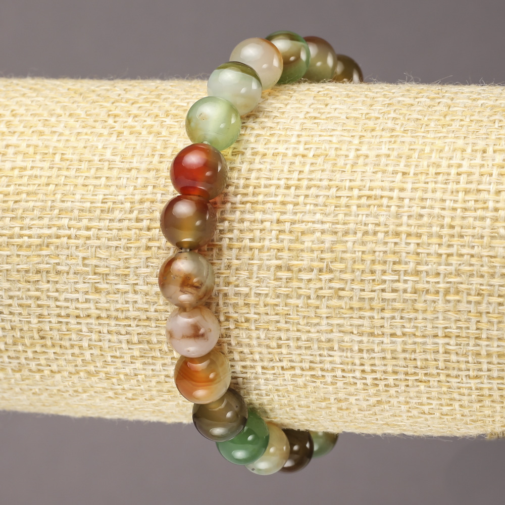 צמיד אלסטי אגט ברזילאי, כדור חלק, קוטר 8 מ״מ, אורך 18 ס״מ+