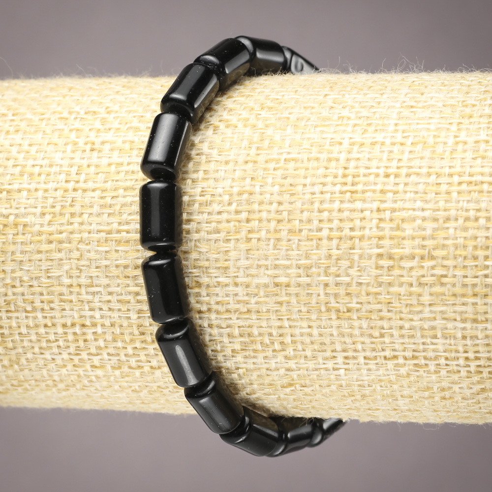 צמיד אגט לגומי (מעובד) גליל חלק, קוטר 10×6 מ״מ+