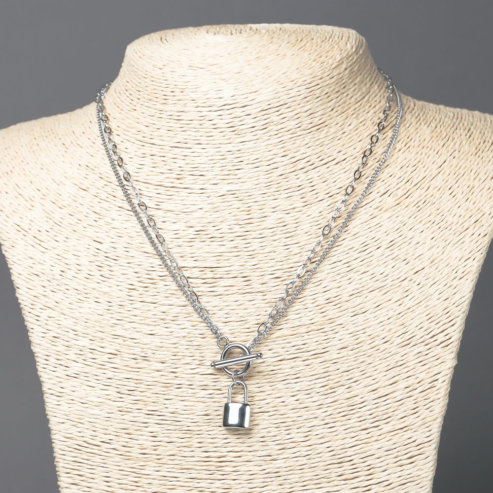 שרשראות Xuping עם ציפוי רודיום ותליון (סוגר), עובי כ-3 מ"מ ו-1.8 מ"מ, אורך 44 ס"מ +