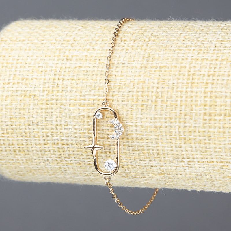 צמיד Xuping בזהב מצופה 18K עם אבני קריסטל לבנות, עובי 1.5 מ״מ, אורך 17–20 ס״מ