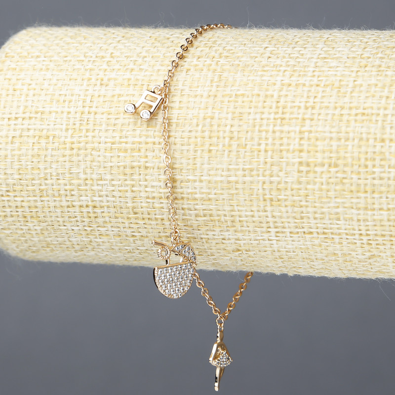 צמיד Xuping בציפוי זהב 18K עם זירקונים לבנים, עובי 1.5 מ״מ, אורך 18–21 ס״מ +