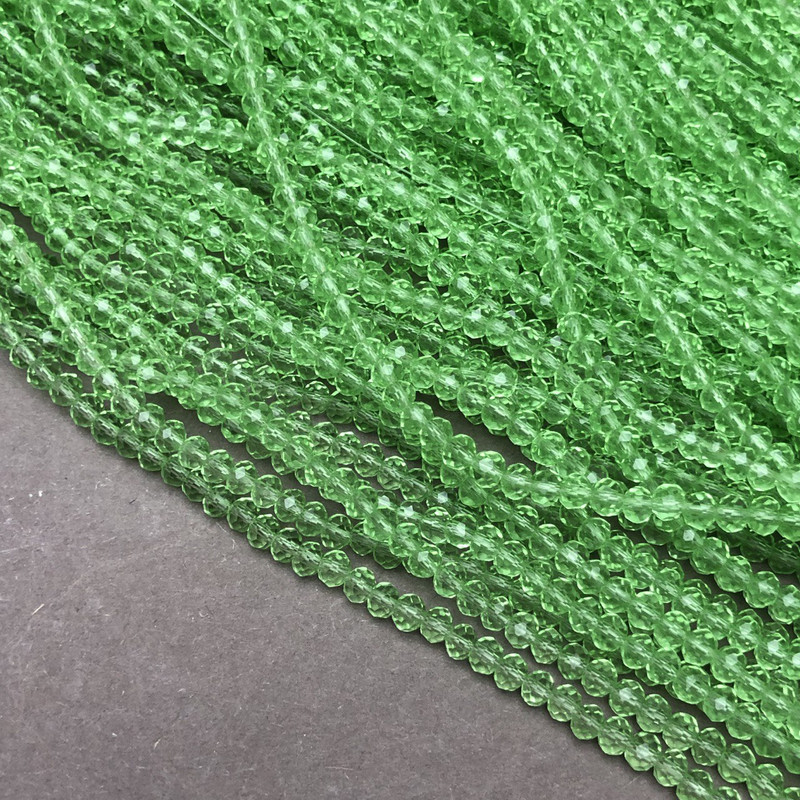 חרוזי קריסטל צ'כי שקופים בצבע עלים – רונדל