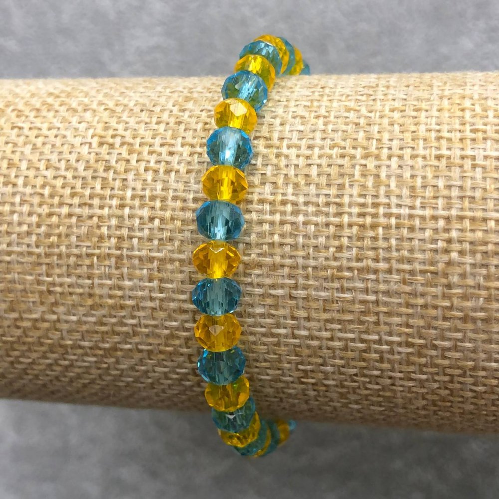 צמיד גומי מקריסטל צ'כי – רונדל מרוצף, קוטר 6×4 מ״מ, אורך 18 ס״מ, אוקראינה