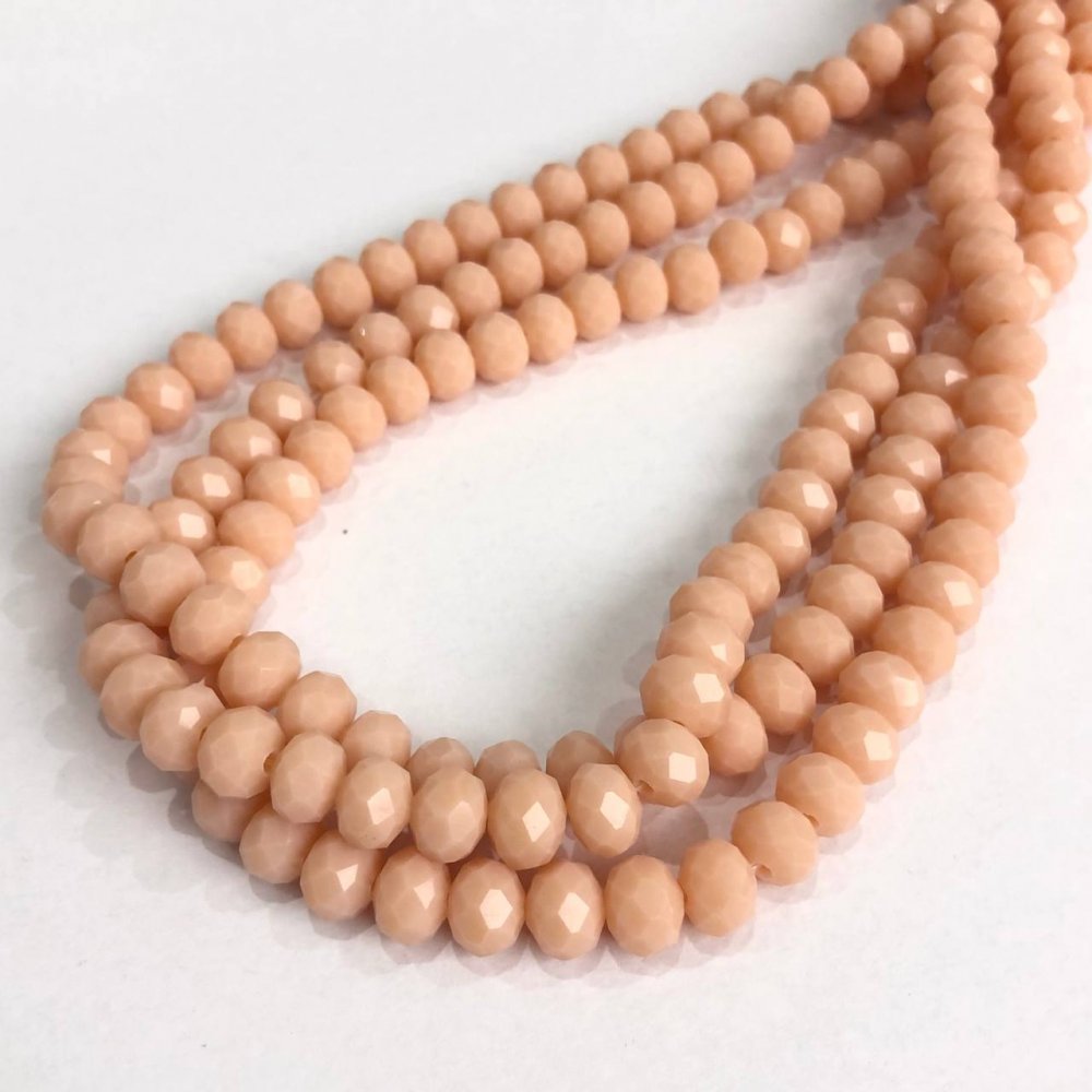 חרוזי קריסטל צ'כי על חוט בצבע אבק מאאט, רונדל מחורץ, קוטר 8×6 מ״מ + -, אורך 40–42 ס״מ +