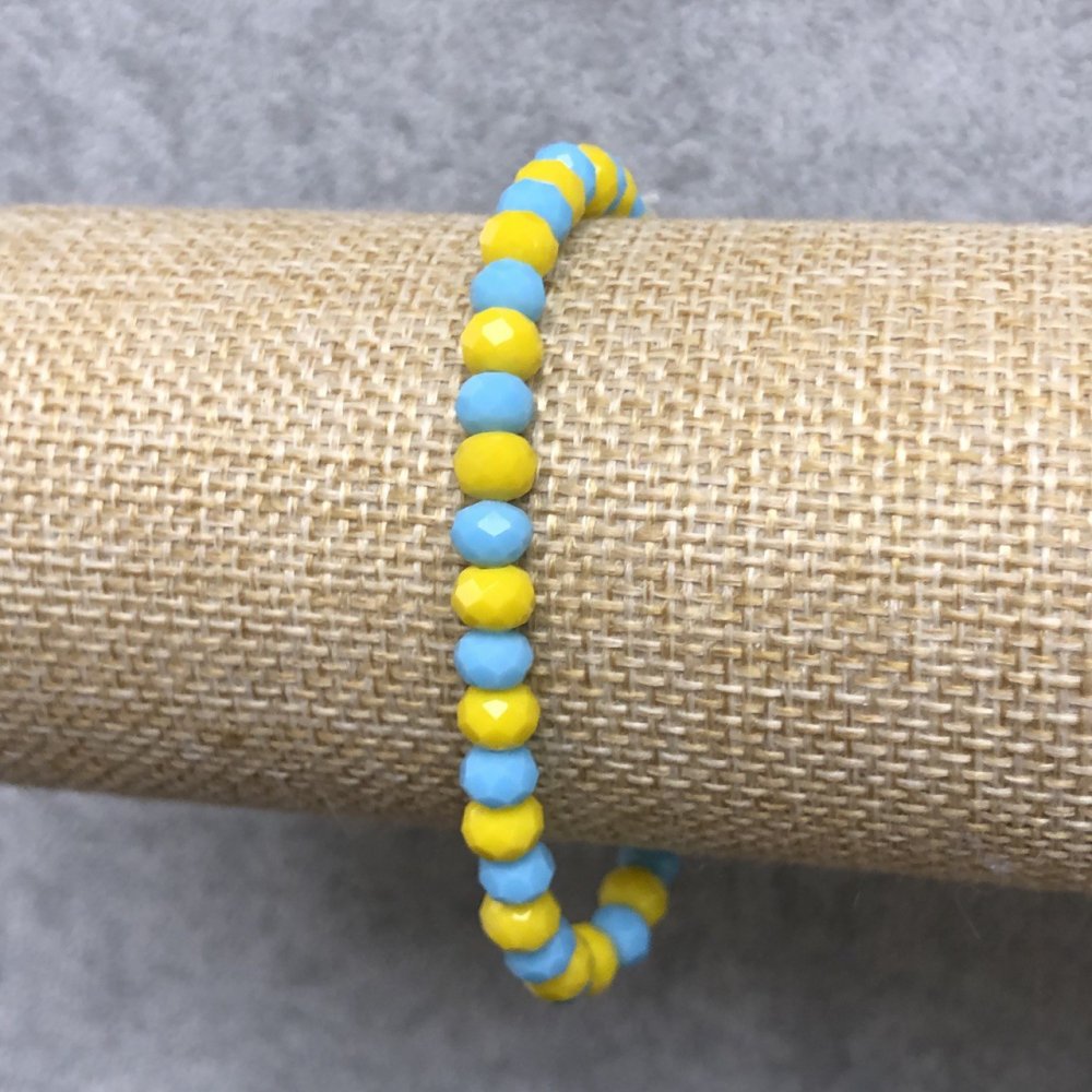 צמיד גומי מקריסטל צ'כי, אוקראינה – רונדל מגולף, קוטר 6×4 מ״מ ±, אורך 18 ס״מ