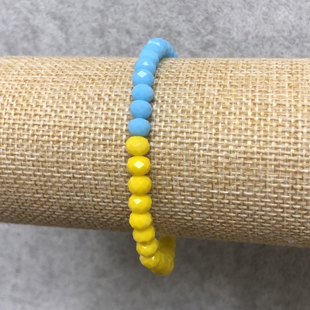 צמיד מקריסטל צ'כי «אוקראינה» מרונדל מחורץ, קוטר 6×4 מ״מ, אורך 18 ס״מ