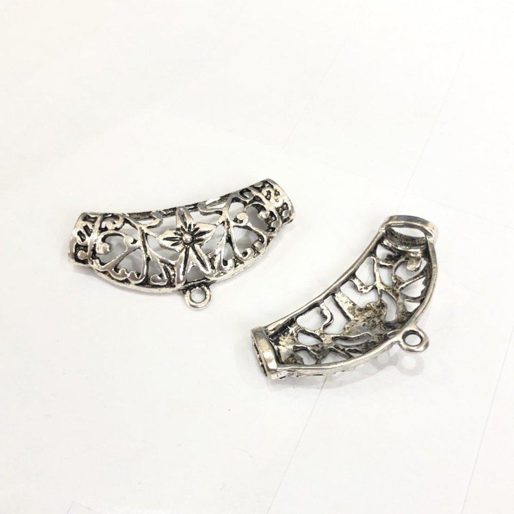 ערכת 5 יחידות: בסיס לתליון 32×15 מ״מ — מתכת כסופה