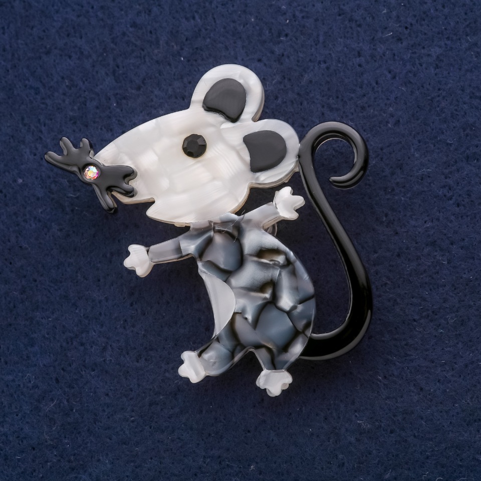 סיכת עכבר מפרלאמוטר 52×48 מ״מ מתכת אפורה