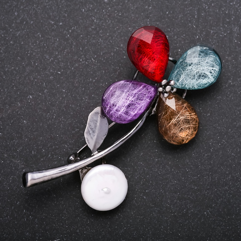 סיכת «פרח» בצבע מתכת «כסף» 65×30 מ״מ